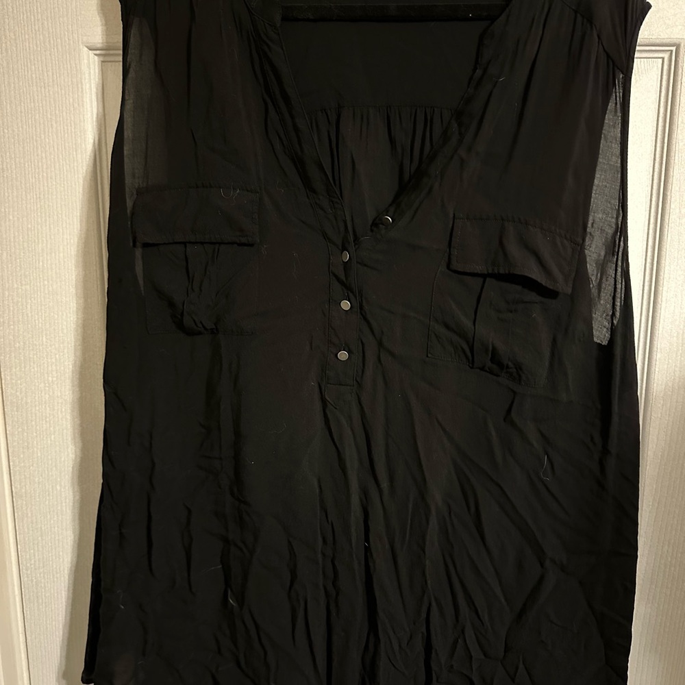 Torrid Black Sleeveless Polo Blouse